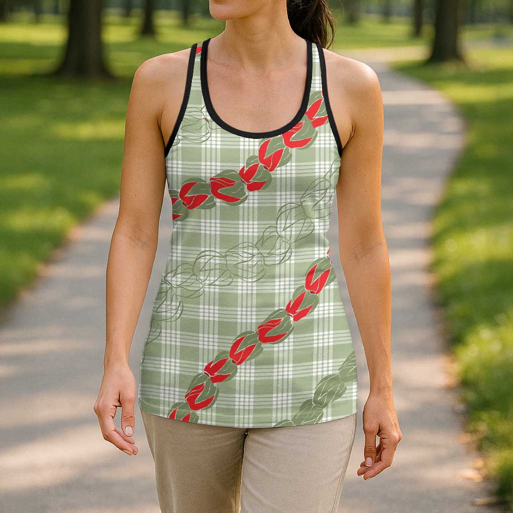 Omaomao Aloha Hawaii Hollow Tank Top Rosebud Lei With Palaka Motif LT14 - Polynesian Pride
