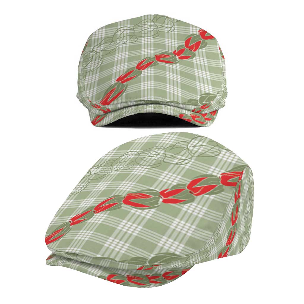 Omaomao Aloha Hawaii Jeff Hat Rosebud Lei With Palaka Motif - Polynesian Pride