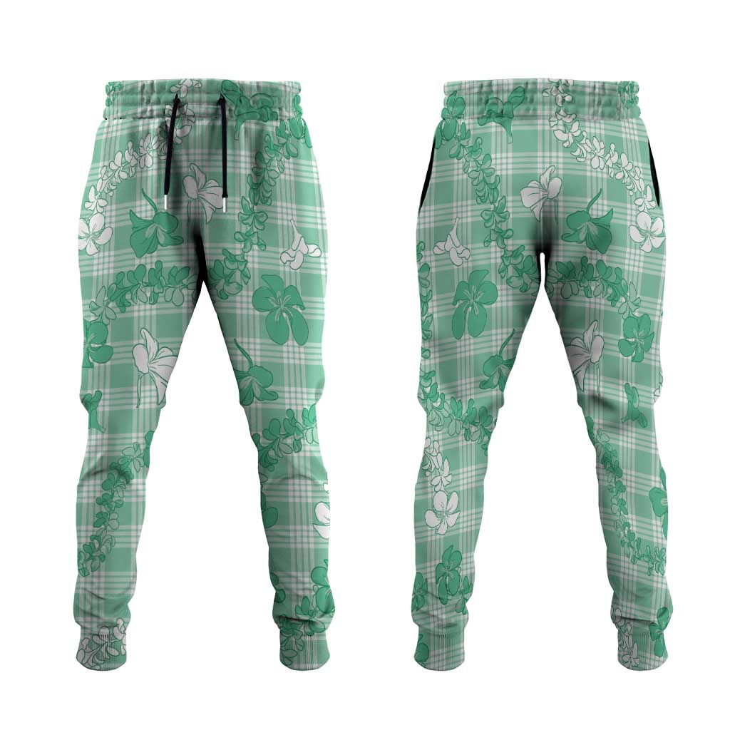 Omaomao Aloha Hawaii Jogger Pants Plumeria Lei With Palaka Motif - Polynesian Pride