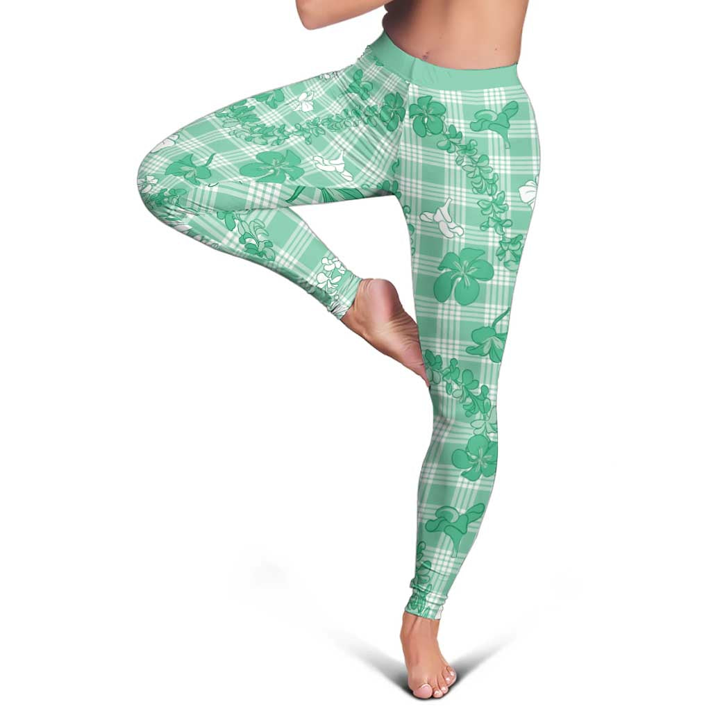 Omaomao Aloha Hawaii Leggings Plumeria Lei With Palaka Motif - Polynesian Pride
