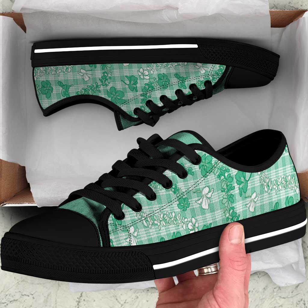 Omaomao Aloha Hawaii Low Top Shoes Plumeria Lei With Palaka Motif - Polynesian Pride