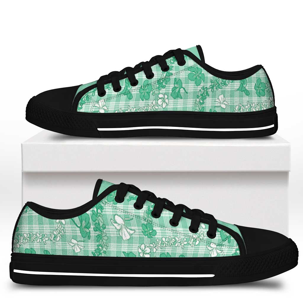 Omaomao Aloha Hawaii Low Top Shoes Plumeria Lei With Palaka Motif - Polynesian Pride