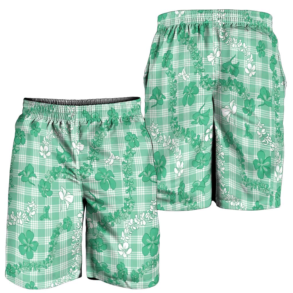 Omaomao Aloha Hawaii Shorts for Men Plumeria Lei With Palaka Motif LT14 - Polynesian Pride