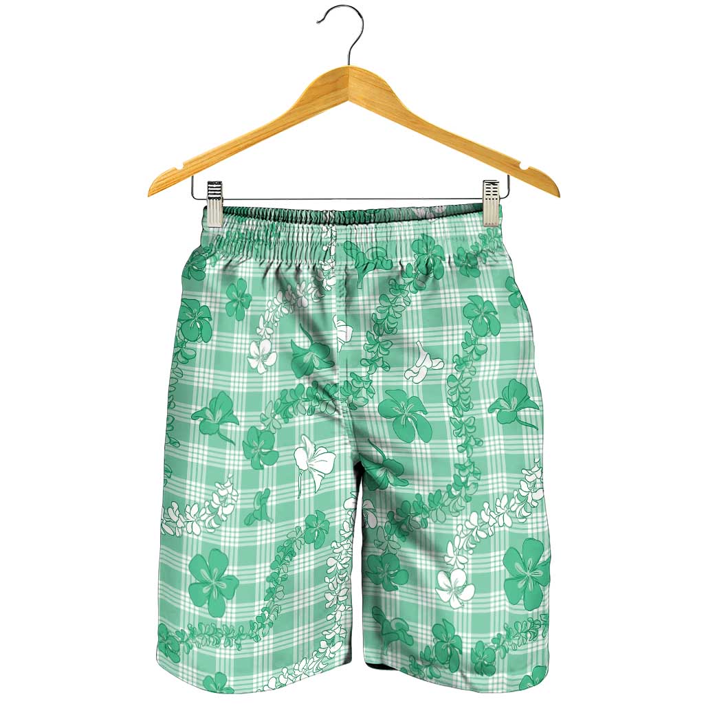 Omaomao Aloha Hawaii Shorts for Men Plumeria Lei With Palaka Motif LT14 - Polynesian Pride