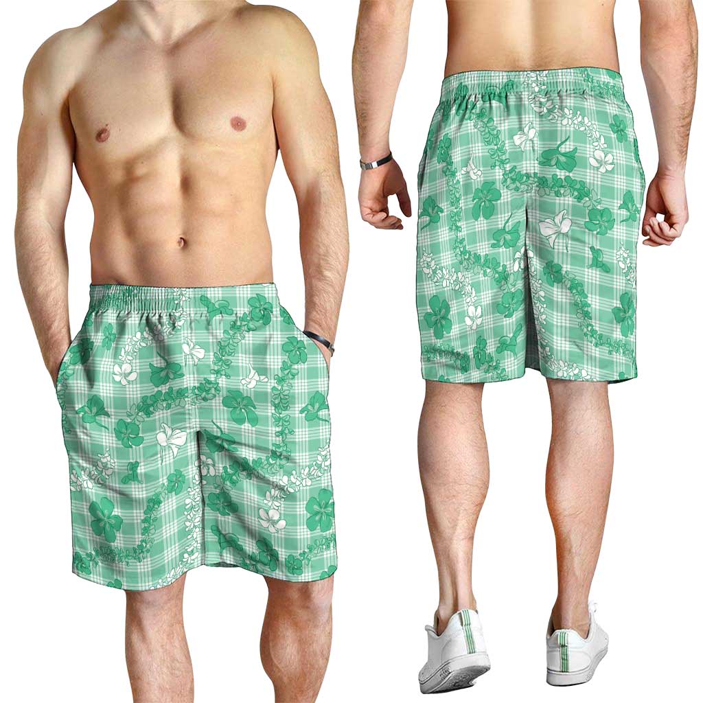 Omaomao Aloha Hawaii Shorts for Men Plumeria Lei With Palaka Motif LT14 - Polynesian Pride
