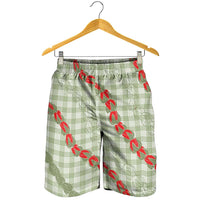 Omaomao Aloha Hawaii Shorts for Men Rosebud Lei With Palaka Motif LT14 - Polynesian Pride
