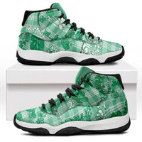 Omaomao Aloha Hawaii Sneakers J11 Plumeria Lei With Palaka Motif - Polynesian Pride