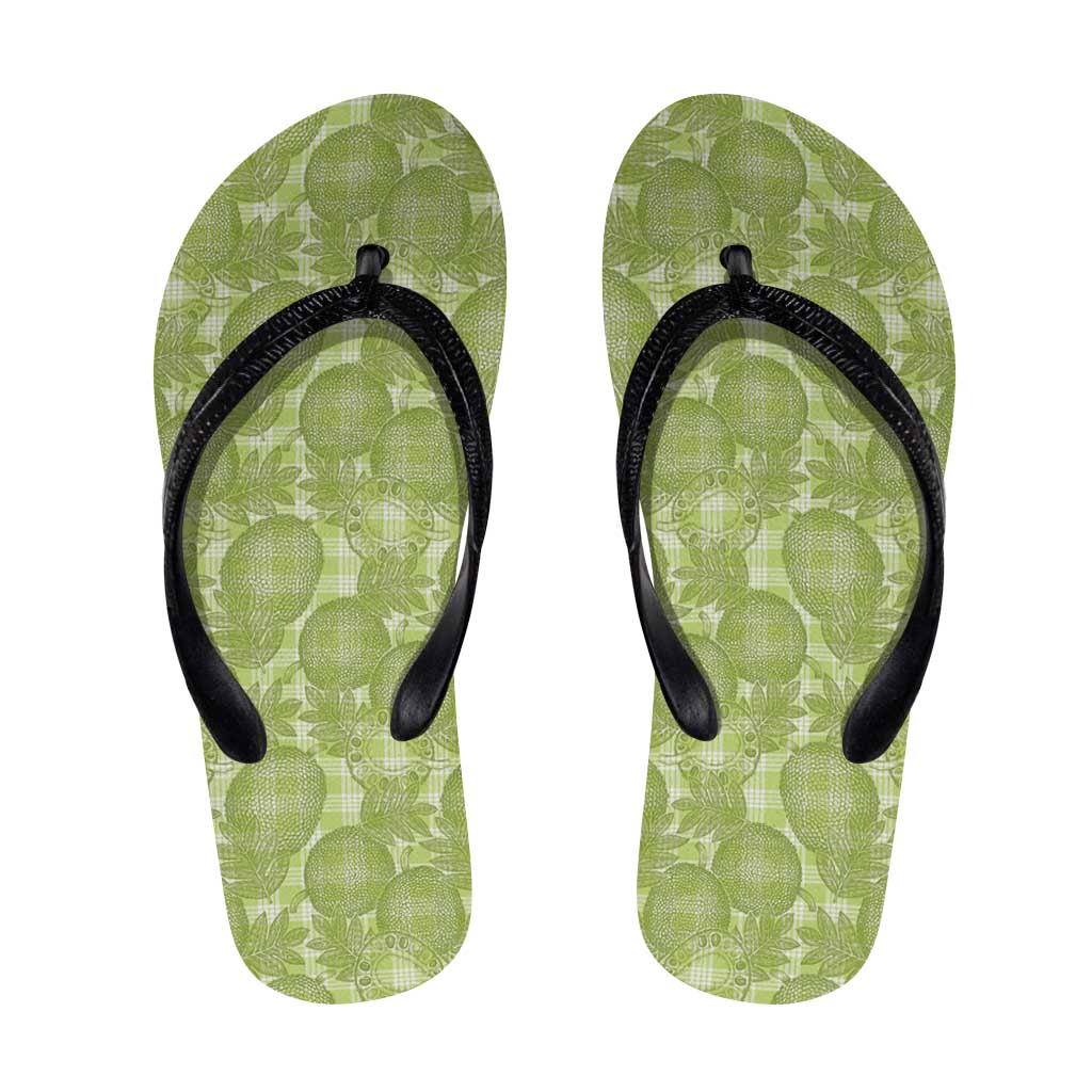 Omaomao Hawaii Breadfruit Palaka Motifs Flip Flops LT14 Green - Polynesian Pride