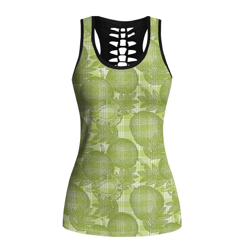 Omaomao Hawaii Breadfruit Palaka Motifs Hollow Tank Top LT14 Female Green - Polynesian Pride