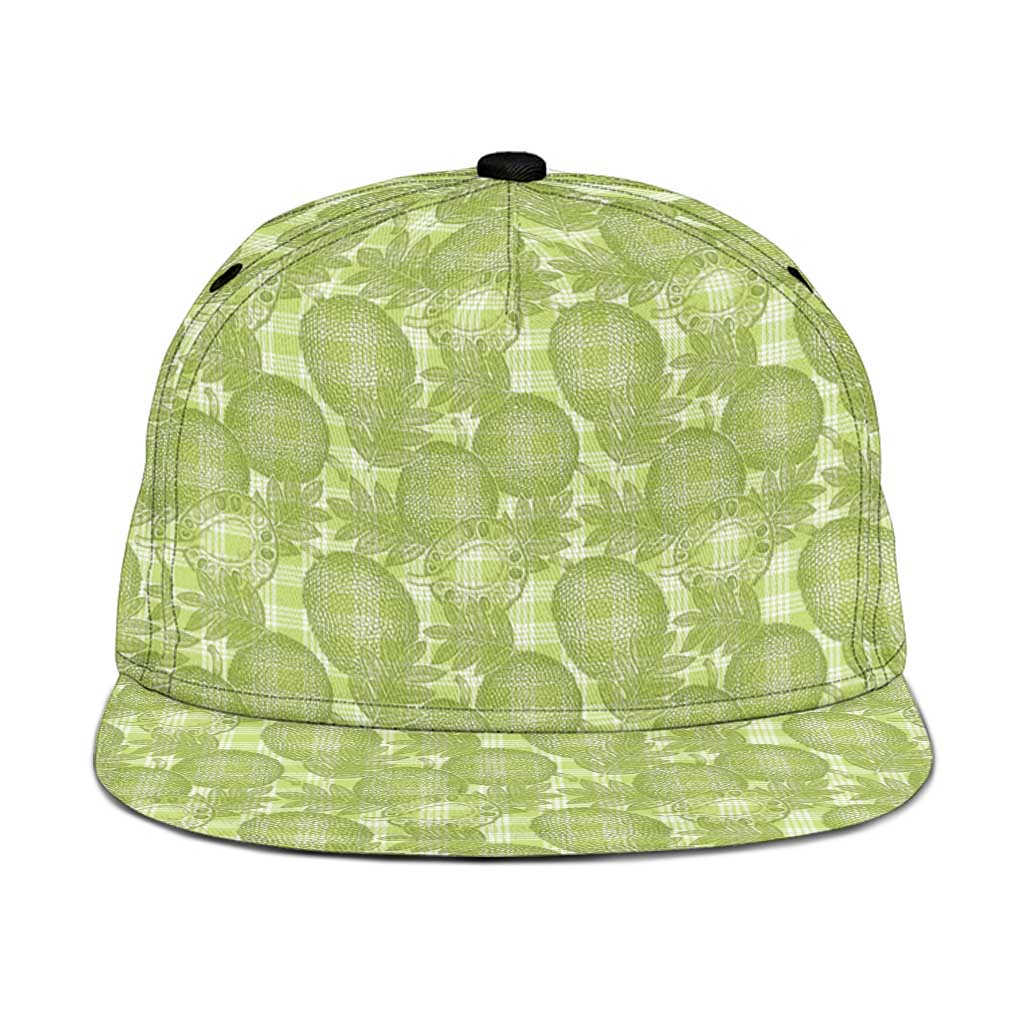 Omaomao Hawaii Breadfruit Palaka Motifs Snapback Cap LT14 One Size Green - Polynesian Pride