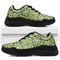 Omaomao Palaka Quilt Hawaii Chunky Sneakers Hawaiian Tropical Monstera Sea Turtle LT14 Green - Polynesian Pride