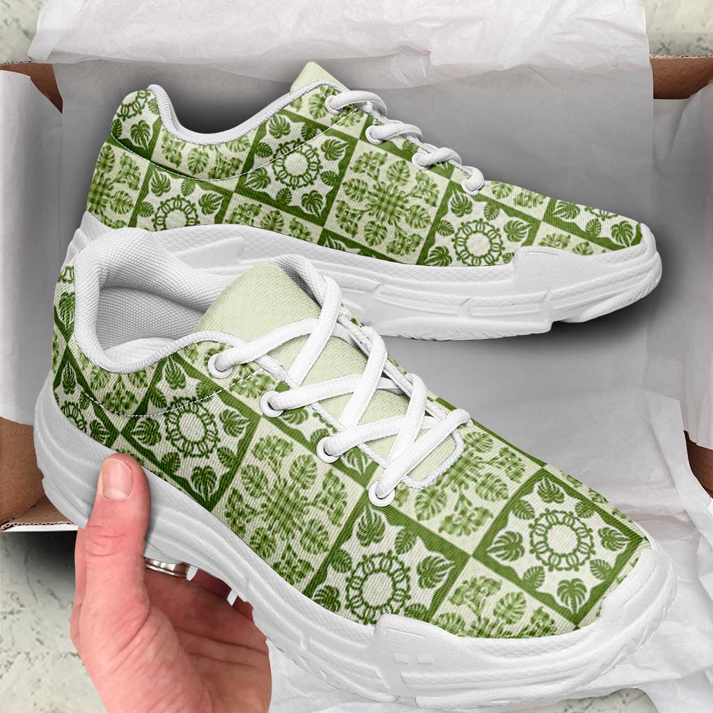 Omaomao Palaka Quilt Hawaii Chunky Sneakers Hawaiian Tropical Monstera Sea Turtle LT14 - Polynesian Pride