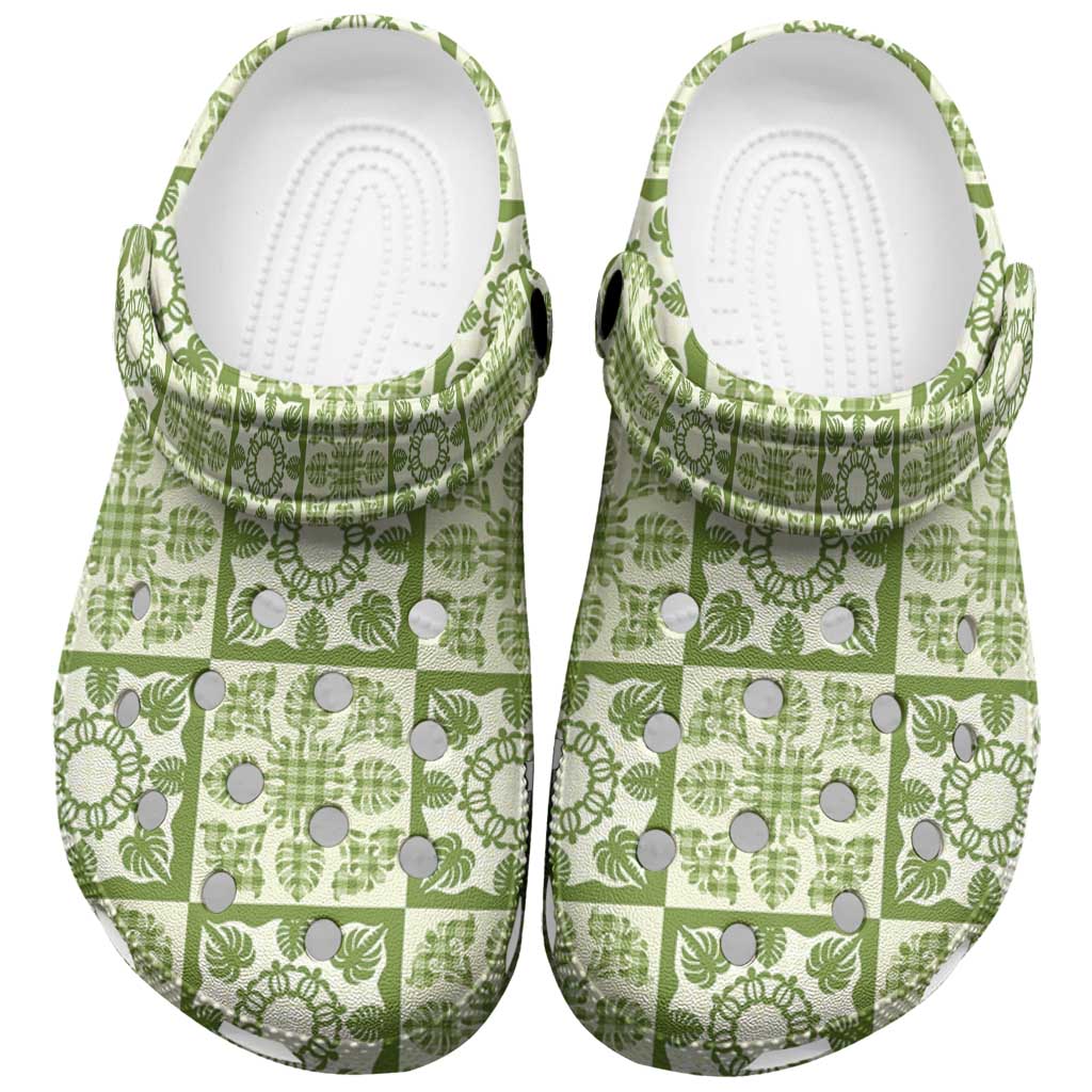 Omaomao Palaka Quilt Hawaii Clogs Shoes Hawaiian Tropical Monstera Sea Turtle