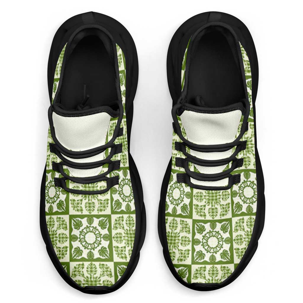 Omaomao Palaka Quilt Hawaii Clunky Sneakers Hawaiian Tropical Monstera Sea Turtle LT14 - Polynesian Pride