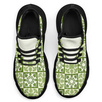 Omaomao Palaka Quilt Hawaii Clunky Sneakers Hawaiian Tropical Monstera Sea Turtle LT14 - Polynesian Pride