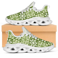 Omaomao Palaka Quilt Hawaii Clunky Sneakers Hawaiian Tropical Monstera Sea Turtle LT14 Green - Polynesian Pride