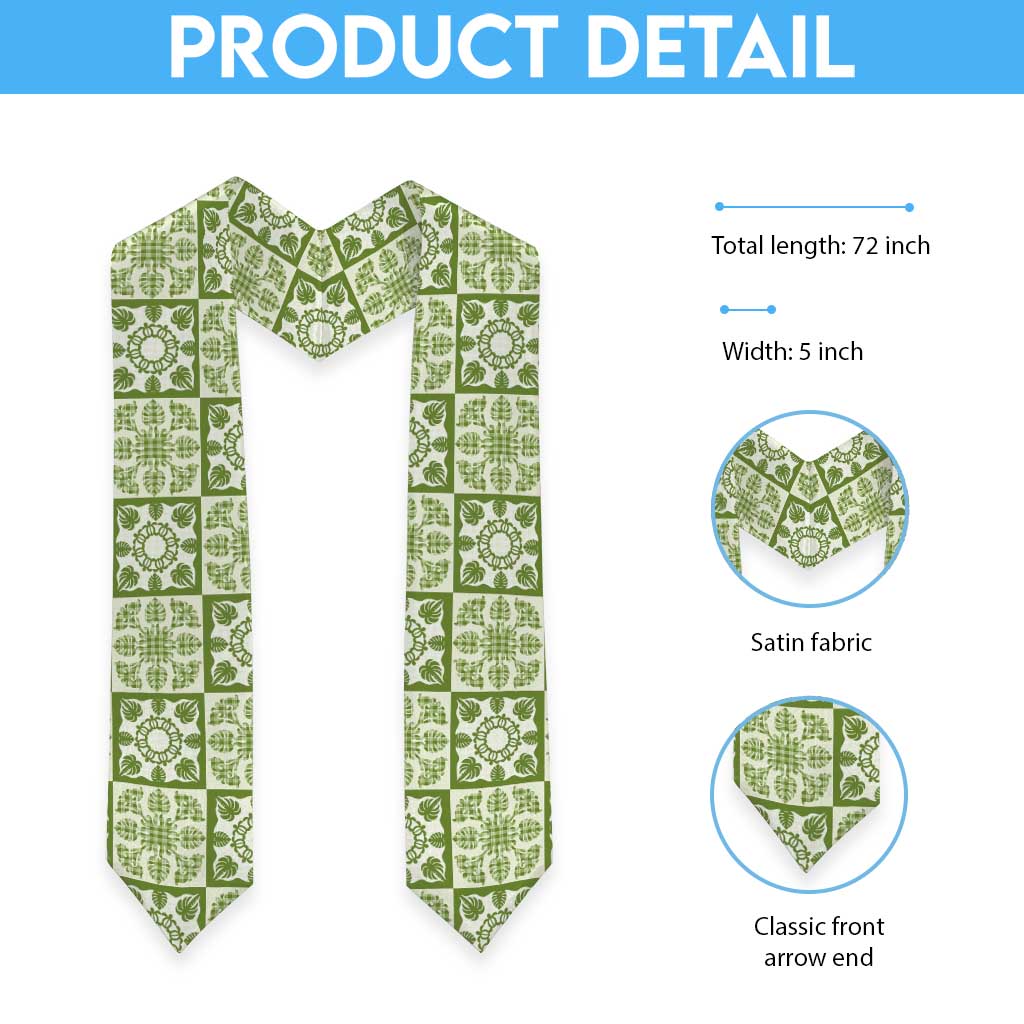 Omaomao Palaka Quilt Hawaii Graduation Stole Hawaiian Tropical Monstera Sea Turtle LT14 - Polynesian Pride