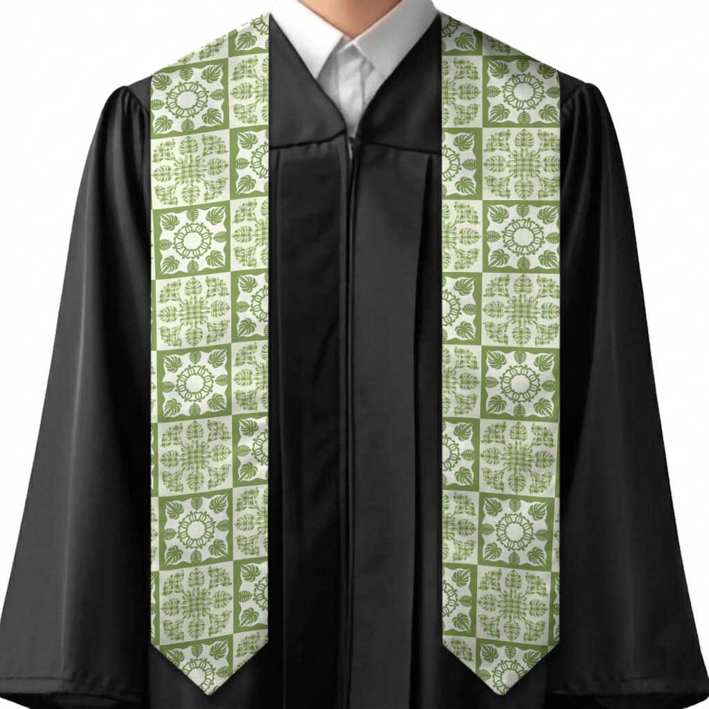 Omaomao Palaka Quilt Hawaii Graduation Stole Hawaiian Tropical Monstera Sea Turtle LT14 - Polynesian Pride