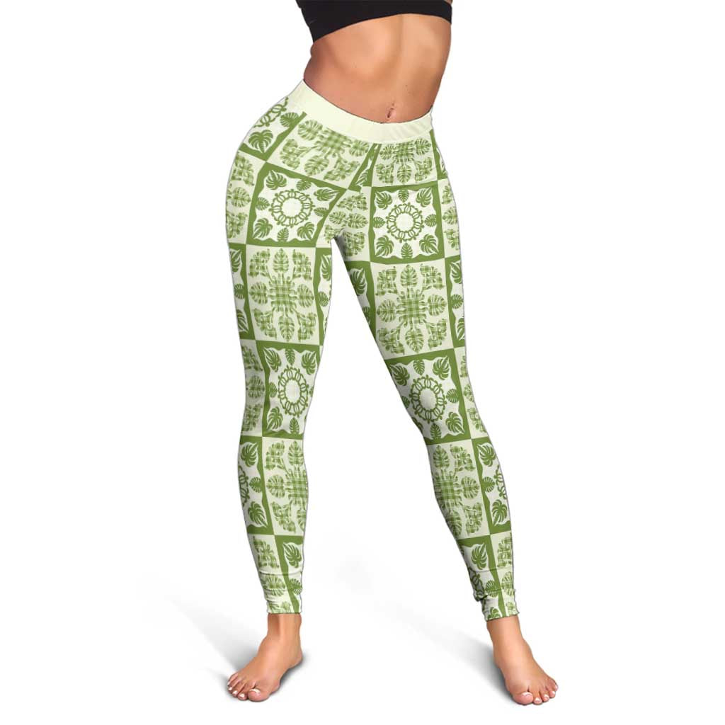Omaomao Palaka Quilt Hawaii Leggings Hawaiian Tropical Monstera Sea Turtle LT14 - Polynesian Pride