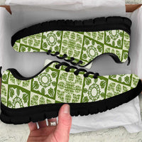 Omaomao Palaka Quilt Hawaii Sneakers Hawaiian Tropical Monstera Sea Turtle LT14 Green - Polynesian Pride