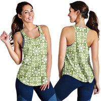 Omaomao Palaka Quilt Hawaii Women Racerback Tank Hawaiian Tropical Monstera Sea Turtle LT14 - Polynesian Pride