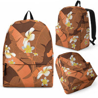 Orange Banana Leaf Hawaii Backpack Lau Maia Plumeria Tropical Summer Vibes LT14 - Polynesian Pride