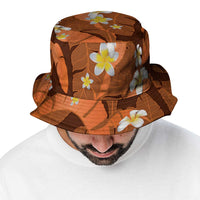 Orange Banana Leaf Hawaii Bucket Hat Lau Maia Plumeria Tropical Summer Vibes