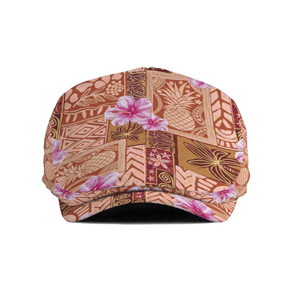 Orange Hawaii Hibiscus Tropical Flowers Motifs Jeff Hat - Polynesian Pride
