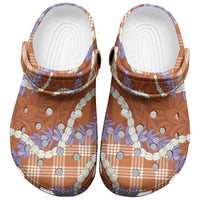 Orange Hawaii Palaka Honohono Pikake Clogs Shoes Hawaiian Orchid Lei Polynesian Pattern - Polynesian Pride