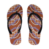 Orange Hawaii Palaka Honohono Pikake Flip Flops Hawaiian Orchid Lei Polynesian Pattern - Polynesian Pride
