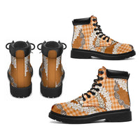 Orange Hawaii Tiare and Shell Lei All Season Boots Hawaiian Palaka Luxury Vibes - Polynesian Pride