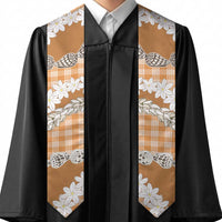 Orange Hawaii Tiare and Shell Lei Graduation Stole Hawaiian Palaka Luxury Vibes LT14 - Polynesian Pride