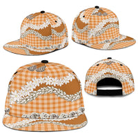 Orange Hawaii Tiare and Shell Lei Snapback Cap Hawaiian Palaka Luxury Vibes - Polynesian Pride