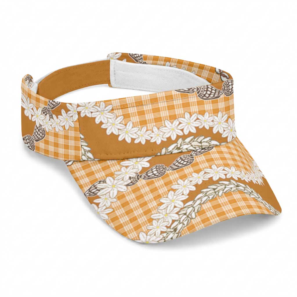 Orange Hawaii Tiare and Shell Lei Sun Visor Cap Hawaiian Palaka Luxury Vibes LT14 Universal Fit Orange - Polynesian Pride
