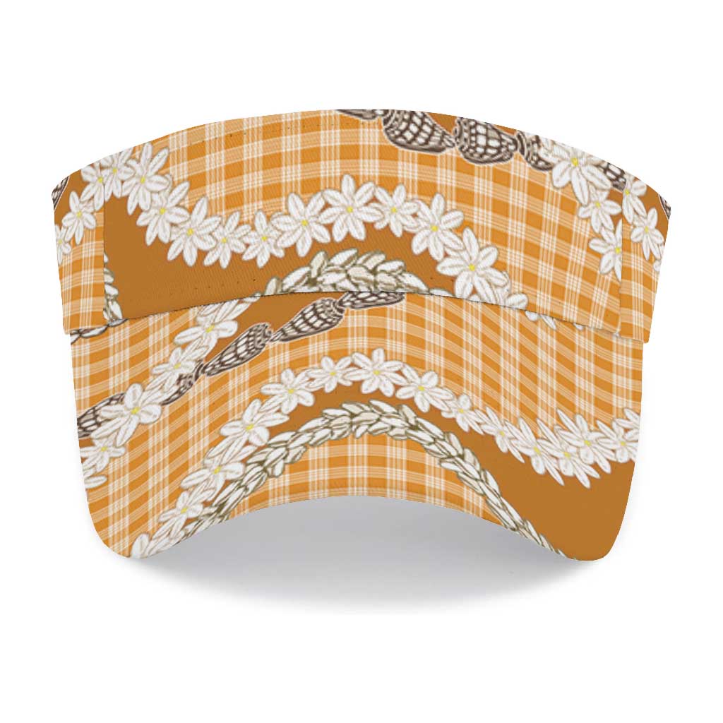 Orange Hawaii Tiare and Shell Lei Sun Visor Cap Hawaiian Palaka Luxury Vibes LT14 - Polynesian Pride