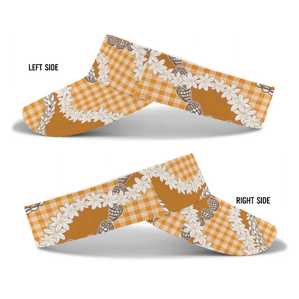 Orange Hawaii Tiare and Shell Lei Sun Visor Cap Hawaiian Palaka Luxury Vibes LT14 - Polynesian Pride