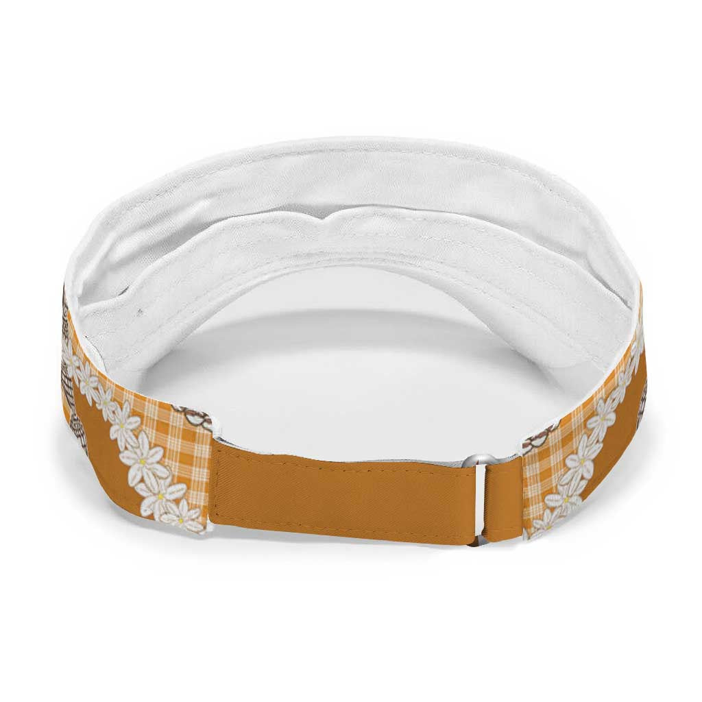 Orange Hawaii Tiare and Shell Lei Sun Visor Cap Hawaiian Palaka Luxury Vibes LT14 - Polynesian Pride