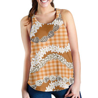 Orange Hawaii Tiare and Shell Lei Women Racerback Tank Hawaiian Palaka Luxury Vibes LT14 - Polynesian Pride