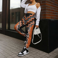Orange Niho Taniwha Mix Poutama Jogger Pants Unique Taniko Aotearoa LT01 - Polynesian Pride