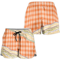 Orange Palaka Hawaii Leis Elegant Vibes Shorts for Women LT14 - Polynesian Pride