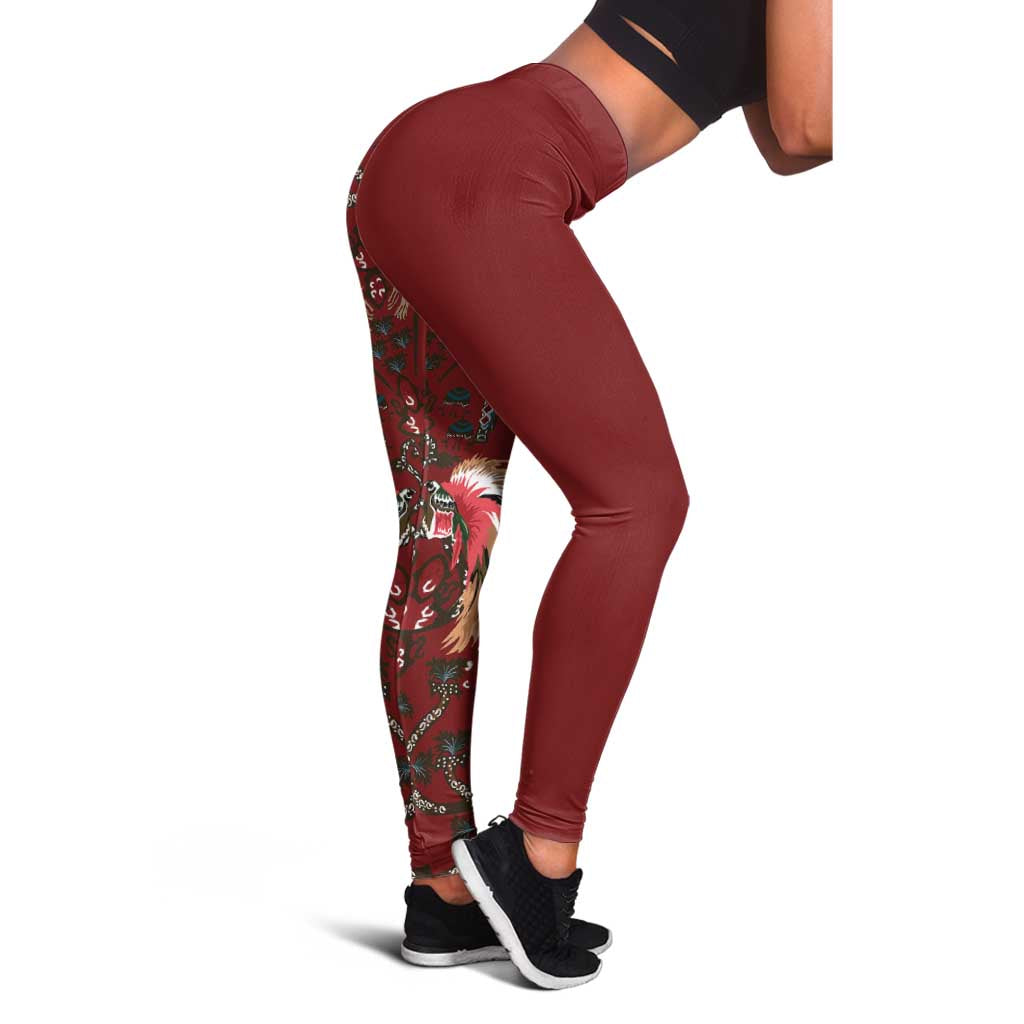 Oxblood Bird of Batik Papua Leggings Exotic Natural Wealth of Papua - Polynesian Pride
