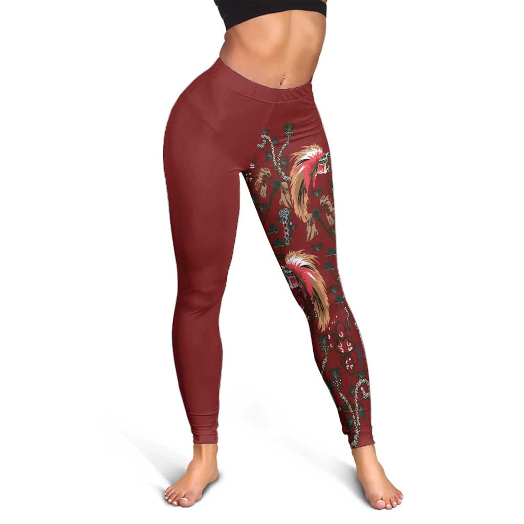 Oxblood Bird of Batik Papua Leggings Exotic Natural Wealth of Papua - Polynesian Pride
