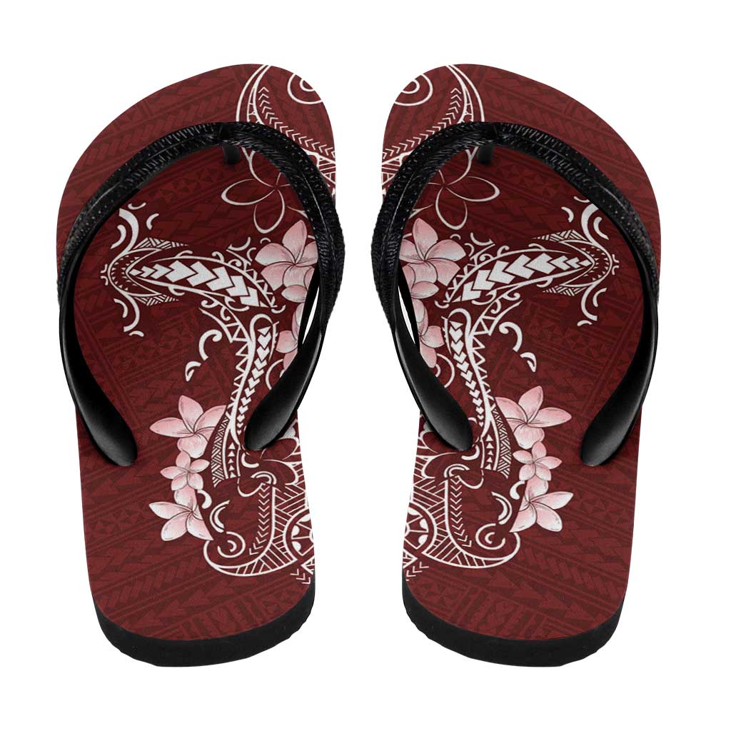 Oxblood Hawaii Flip Flops Hammerhead Shark Tattoo Curve Polynesian - Polynesian Pride