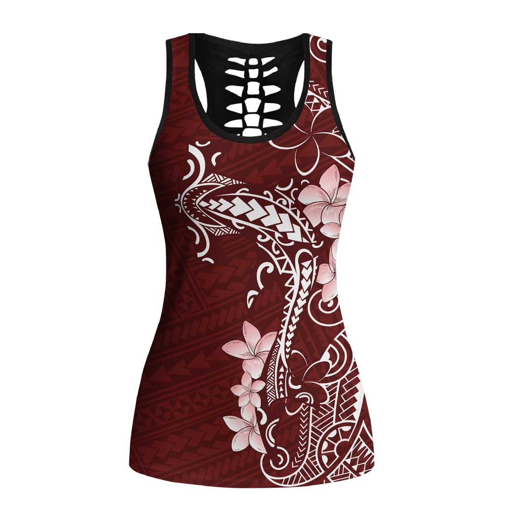 Oxblood Hawaii Hollow Tank Top Hammerhead Shark Tattoo Curve Polynesian - Polynesian Pride