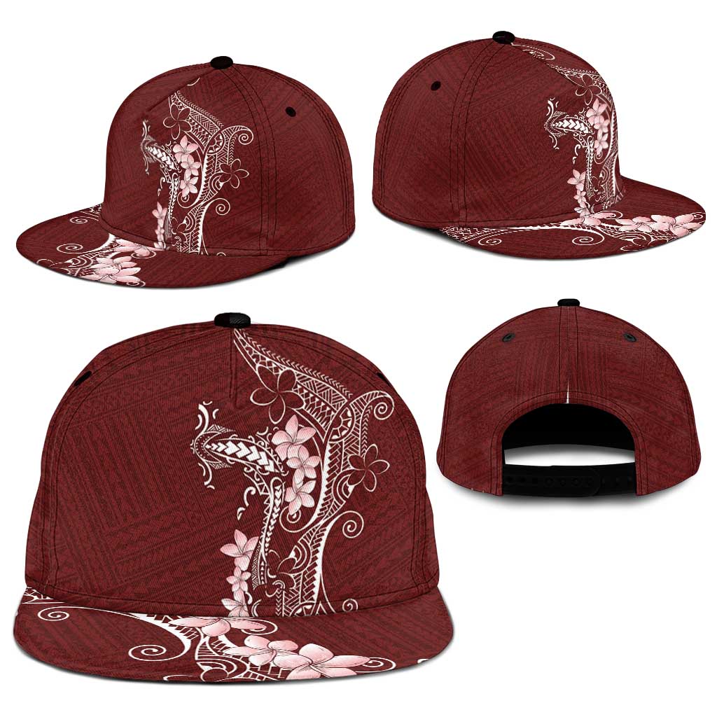 Oxblood Hawaii Snapback Cap Hammerhead Shark Tattoo Curve Polynesian - Polynesian Pride