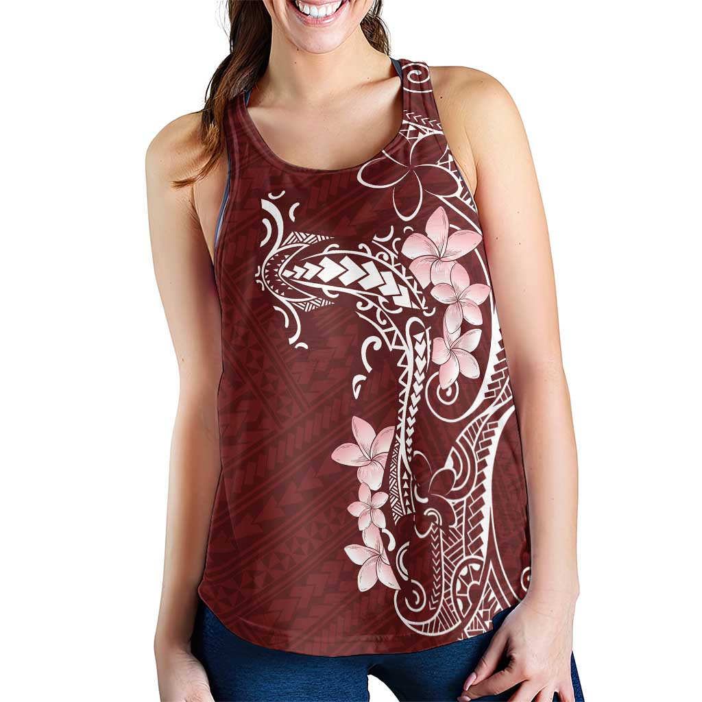 Oxblood Hawaii Women Racerback Tank Hammerhead Shark Tattoo Curve Polynesian - Polynesian Pride