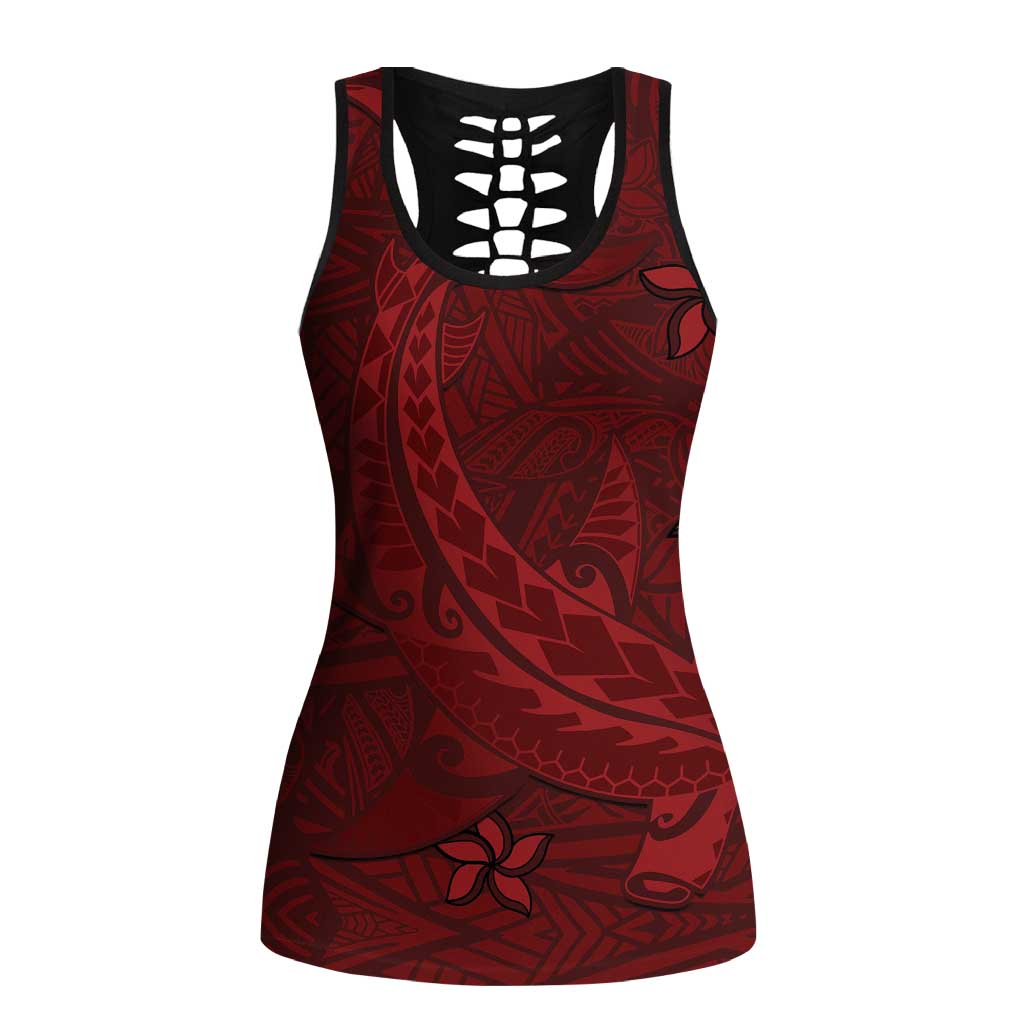 Oxblood Polynesia Hollow Tank Top Hawaiian Tribal Hammerhead Shark Tattoo LT14 Female Oxblood - Polynesian Pride