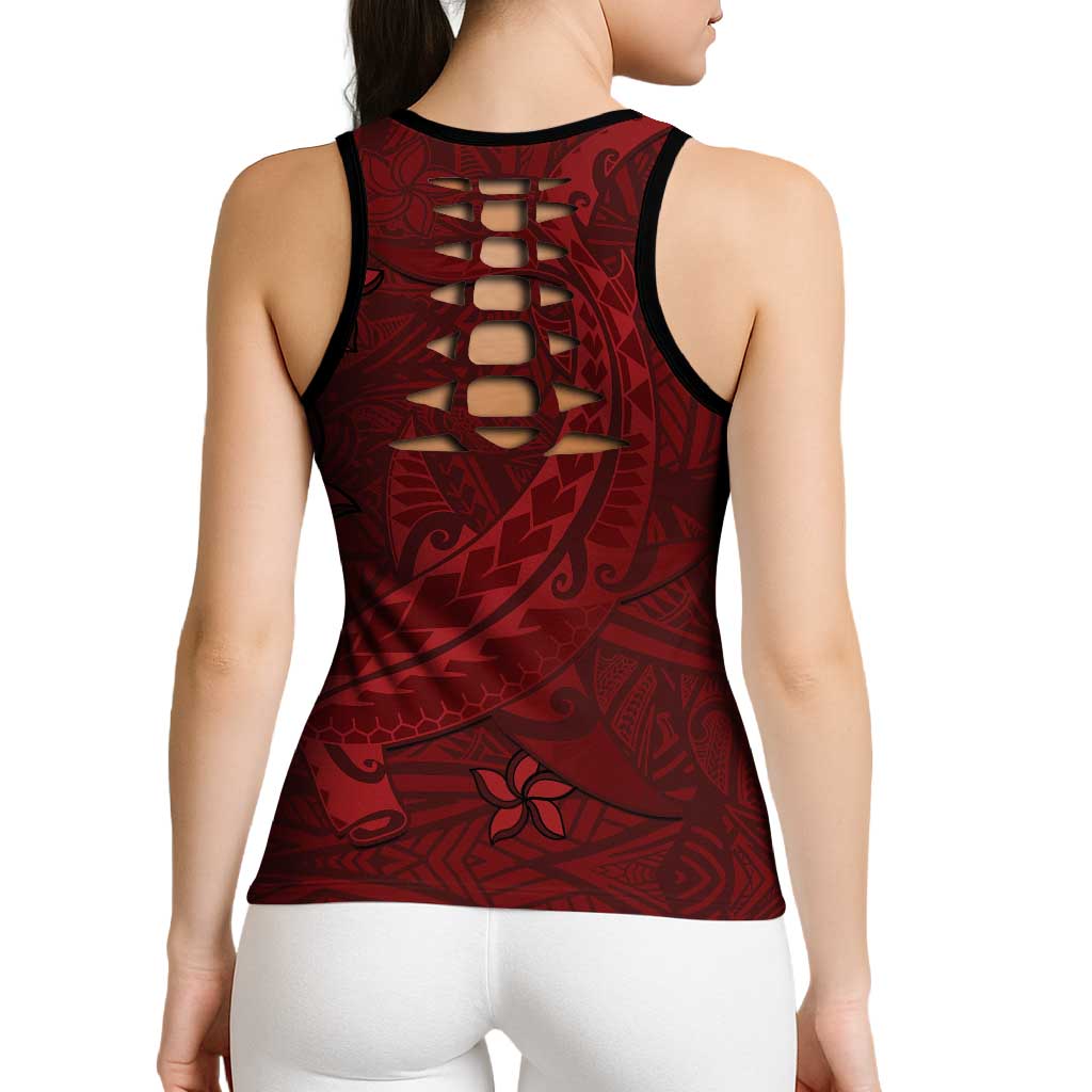 Oxblood Polynesia Hollow Tank Top Hawaiian Tribal Hammerhead Shark Tattoo LT14 - Polynesian Pride