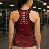 Oxblood Polynesia Hollow Tank Top Hawaiian Tribal Hammerhead Shark Tattoo LT14 - Polynesian Pride