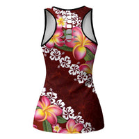 Oxblood Polynesia Hollow Tank Top Plumeria With Hibiscus Pattern Tropical Vibes LT14 - Polynesian Pride